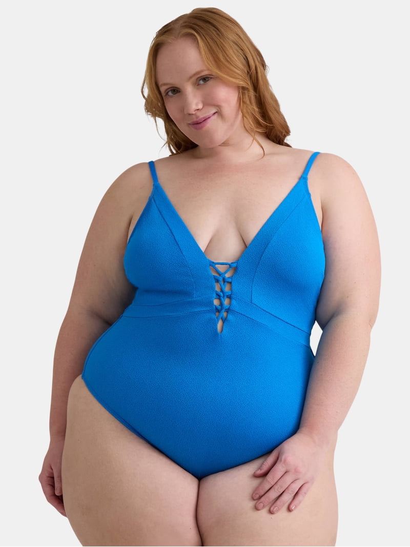 Jessica Simpson Women's Lace Up One Piece Swimsuit, Sizes XS-L