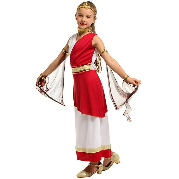 Linjinx Disfraz De Diosa Griega Para Niña – Vestido Romano Antiguo, Reina Egipcia O Atenea – Toga Olímpica Para Carnaval Y Fiestas