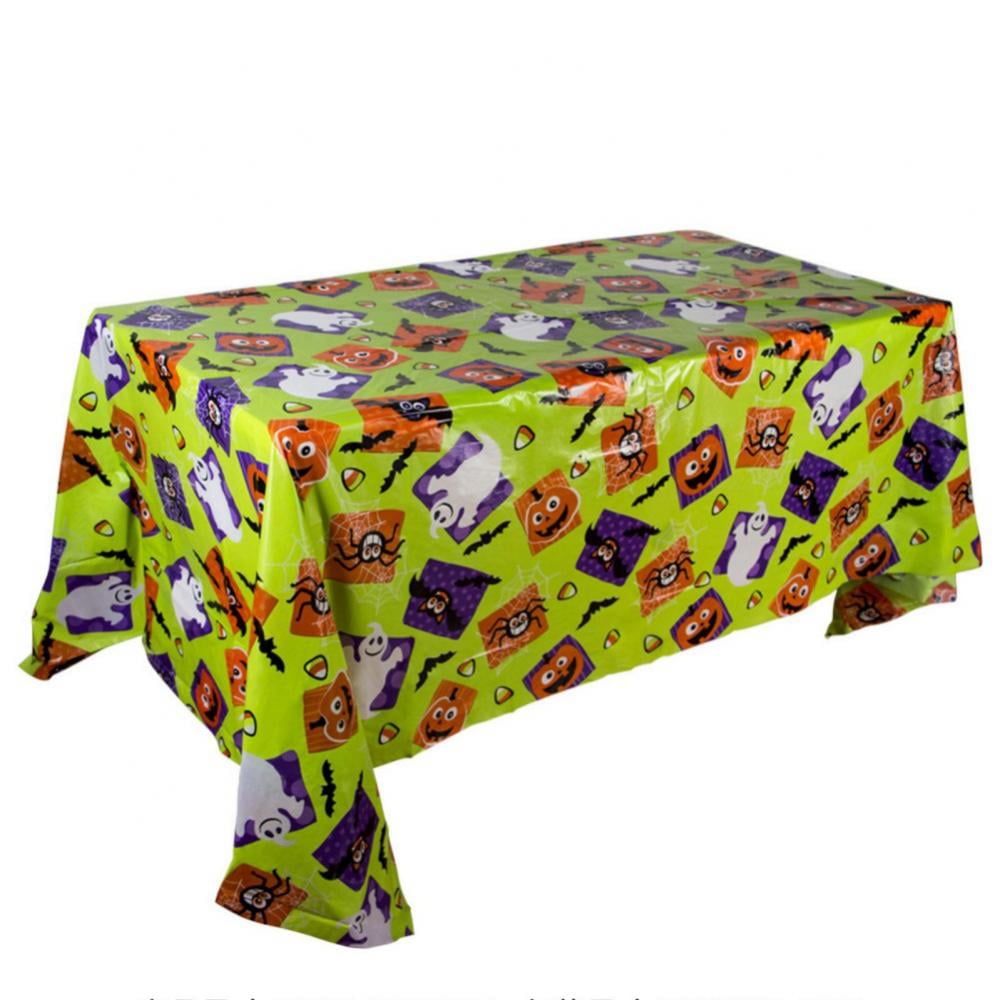 Halloween Tablecloth Disposable Table Mat Waterproof Tablecloth Pumpkin Printed Table Cover