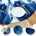 thumbnail image 4 of Indigo Tie Dye Floral Mandala Round Fitted Tablecloth with Elastic Edge,Dining Table Cover Waterproof,Outdoor Round Tablecloth for Camping,Dining,Indoor and Outdoor, 4 of 7