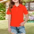 thumbnail image 5 of YOUYEDIAN Girls Short Sleeve Polo Shirt Kids Collared Button Down School Uniform T Shirt Casual Golf Athletic Tops (Orange, 4-5 Years), 5 of 5