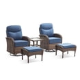 thumbnail image 2 of PARKWELL 5-Piece Outdoor Conversation Sets, High Back Patio Swivel Glider Chair Seating Furniture with Footrest for Porch - Navy, 2 of 10