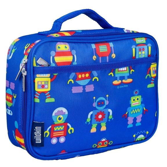 Wildkin Insulated Lunch Box for Boys and Girls, Perfect Size for Packing Hot or Cold Snacks for School and Travel, Mom's Choice Award Winner, BPA-free, Olive Kids (Robots)