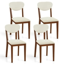Gymax Sherpa Dining Chairs Set of 4 w/Rubber Wood Legs Padded Seat & Backrest