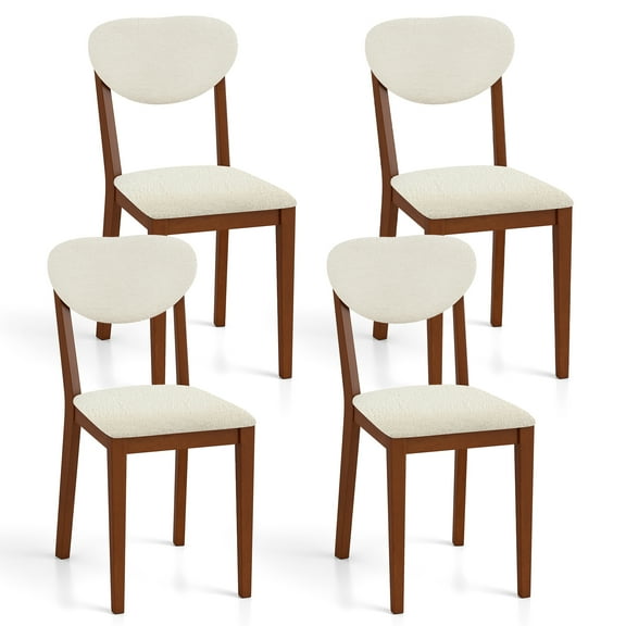Gymax Sherpa Dining Chairs Set of 4 w/Rubber Wood Legs Padded Seat & Backrest