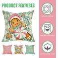 thumbnail image 3 of Merry Christmas Gingerbread Man Decorative Throw Pillow Covers 18 x 18 Set of 4, Peppermint Candy Porch Patio Outdoor Pillowcase, Holly Jolly Winter Holiday Cushion Case Home Decor, 3 of 6