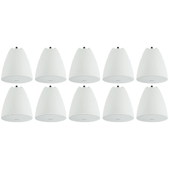 10 Rockville PEN-65T White 6.5" 70V Hanging Pendant Speakers For Office/Bar/Cafe