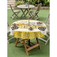 thumbnail image 4 of Outdoor Tablecloth with Umbrella Hole for Patio/Picnic/Party/Camping, Bee Truck Waterproof Table Cloth Round Cover Washable, Yellow Honey Daisy Floral Patterned Plaid (Dia 60"), 4 of 8