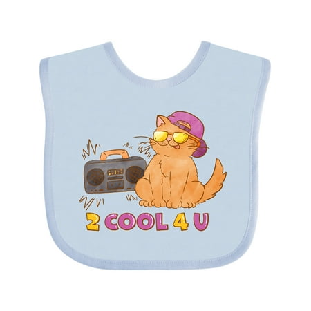 

Inktastic 2 Cool 4 U Cute Orange Cat with Stereo Gift Baby Boy or Baby Girl Bib