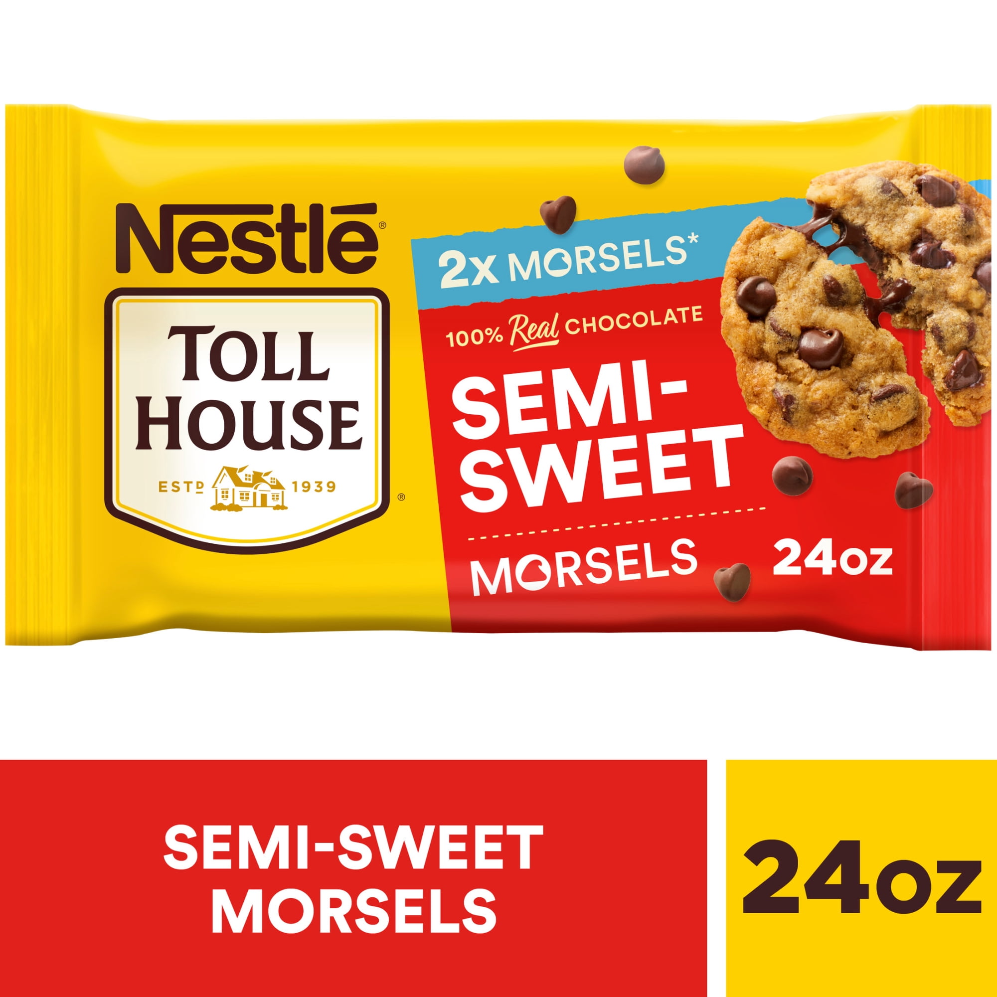Nestle Toll House Semi Sweet Chocolate Regular Baking Chips, Morsels for Baking, 24 oz Bag