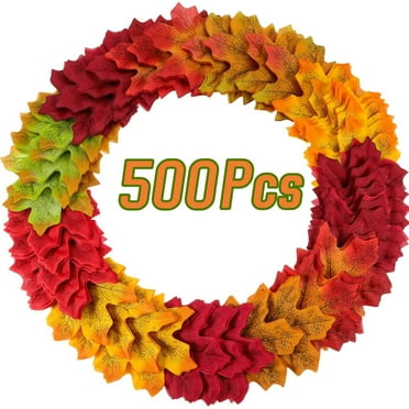 Thanksgiving Fall Artificial Maple Leaves, Fake Autumn Fall Leaves, Autumn Decorations Fall Leaves for Weddings, Thanksgiving Day, Parties, Props, 500pcs