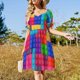 thumbnail image 5 of Vestido de manga corta con bloques de construcción, elegante vestido de fiesta para mujer, vestido de noche para mujer, 5 of 8