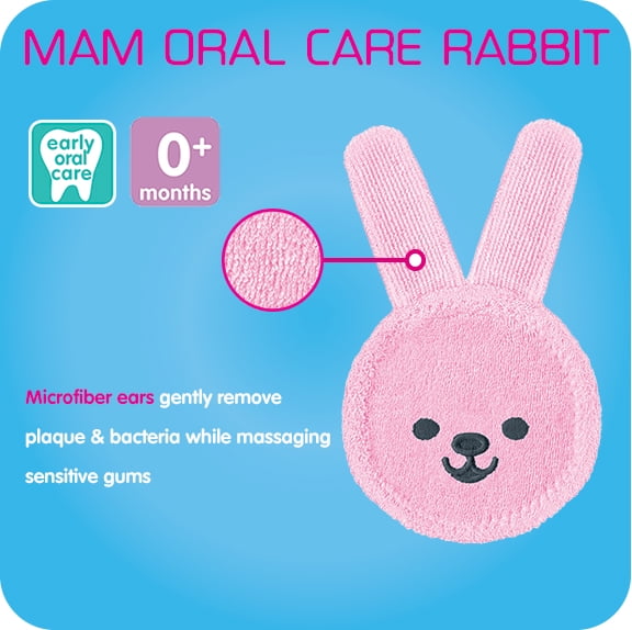 MAM Oral Care Rabbit Newborn Gum and Lip Care for Babies Blue 