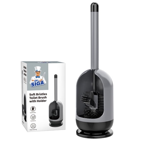 MR.Siga Toilet Bowl Brush and Holder for Bathroom, Gray and Black