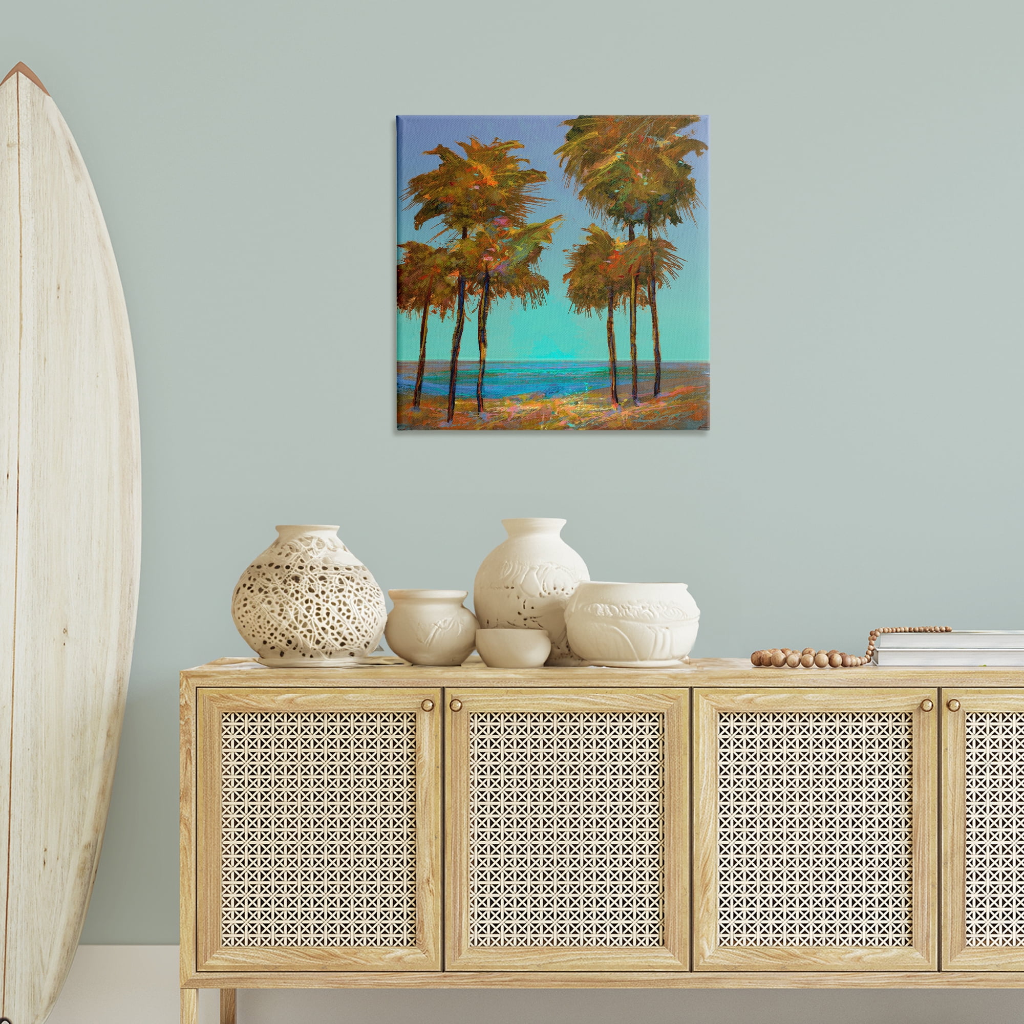 Stupell Industries Looming Green Palms Landscape Painting Gallery Wrapped Canvas Art Print Wall Art, 30 x 30