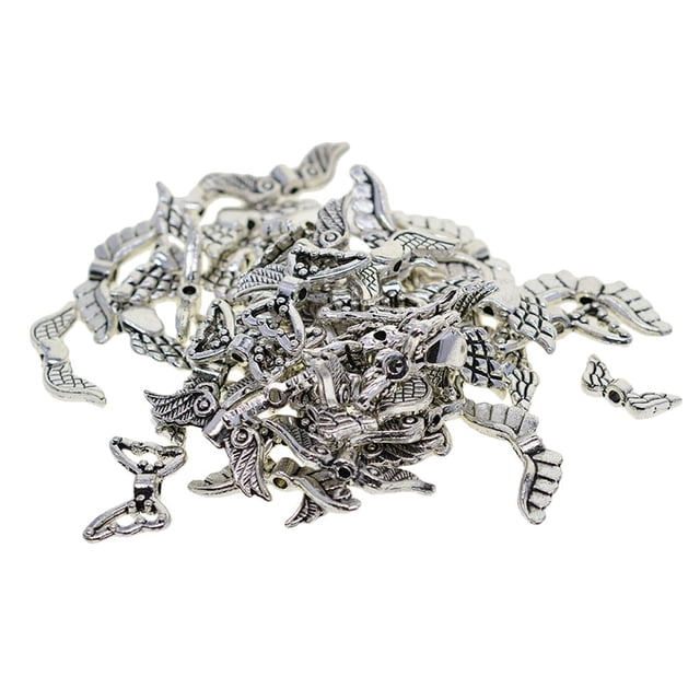 60Pcs Wing Charms Spacer Beads Bulk Para DIY Craft Colgantes Collar Pendiente Llavero Fabricación De Joyas Accesorios, P