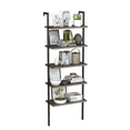 thumbnail image 2 of 5 Tier Ladder Bookshelf w/ Metal Frame, Tall Bookcase Shelf Storage Organizer, Rustic Display Shelf Book Storage Flower Stand, Wall-Mounted Storage Shelf for Bedroom Living Room Home Office, T1715, 2 of 7