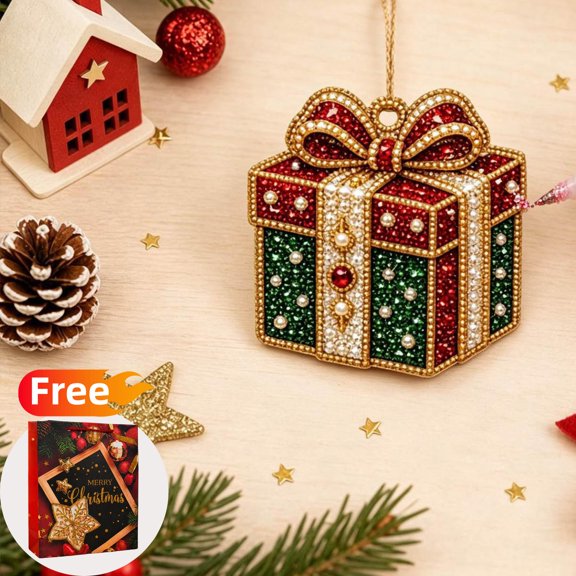 yuHome DIY Christmas Wooden Pearl Ornament Kit with Gift Bag, Holiday Tree Decor Craft Set, Handmade Wood Pendant Art for Christmas Gift (1 Set)