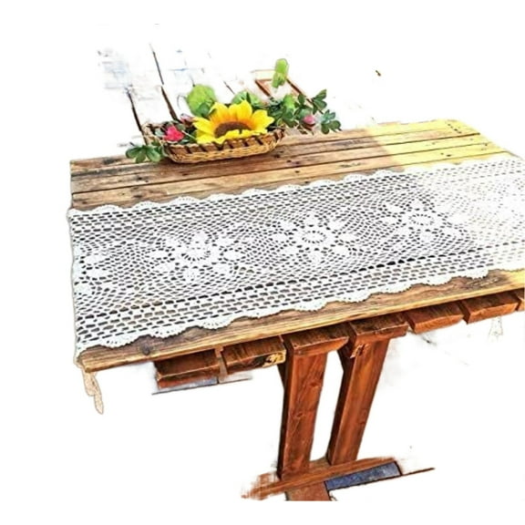 Cotton Handmade Crochet lace Table Runners Rectangular Tablecloth Doilies Doily Table Dresser Scarf Décor
