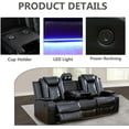 thumbnail image 5 of PonLiving Power Leather Recliner Sofa Set with LED Lights,Leather Couch Set,Living Room Furniture Sets with USB Port/Storage Console/Cup Holders Leather Sofa and Loveseat ) Black, 5 of 10