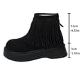 thumbnail image 4 of Fringe Boots for Women Suede Platform Round Toe Furry Lined Back Zipper Casual Warm Winter Ankle Booties, 4 of 7
