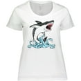 thumbnail image 3 of Inktastic Great White Shark Jumping Women's Plus Size T-Shirt, 3 of 5