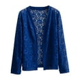 thumbnail image 3 of Womens Tops Women's Lightweight Lace Open Front Solid Color Casual Cardigan Autumn Beach Cover Up Blue, 3 of 3
