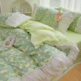 thumbnail image 3 of INS Princess Style Flower Bedding Set Duvet Cover With Ruffle Lace Bed Sheet Pillowcases Kawaii Girl Woman Bedroom Home Textiles, 3 of 7