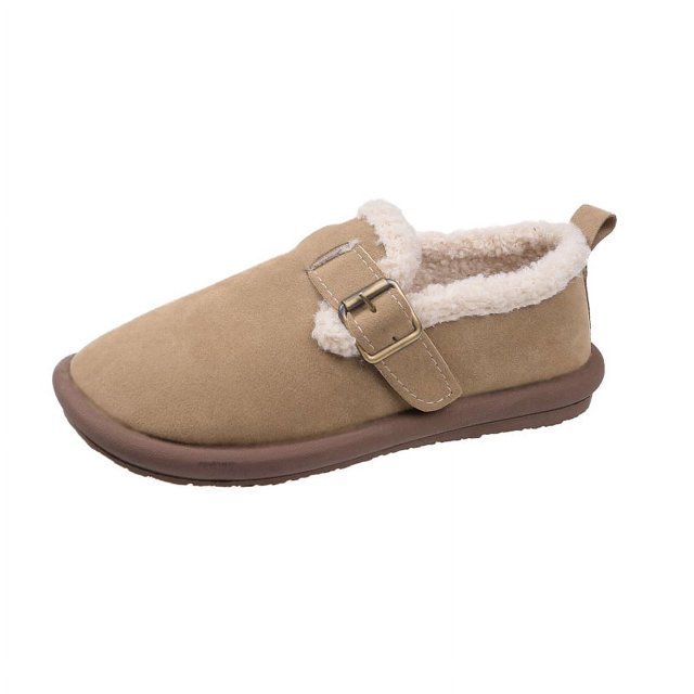 Zapatos de felpa para mujer, otoño e invierno, moda, suela suave, sin cordones, forro polar, cálidos, acolchados de algodón, zapatos Boken de talla grande