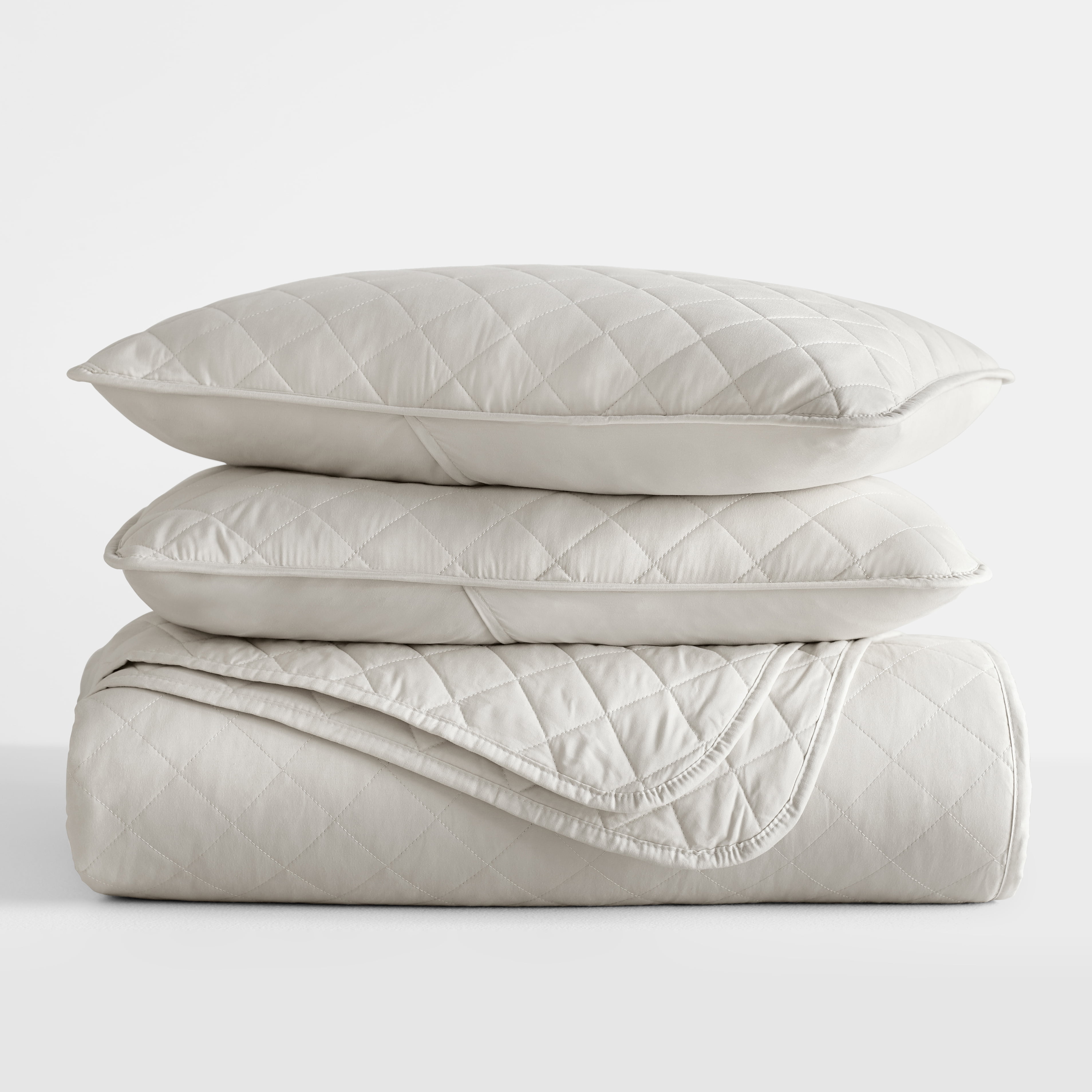 Noble Linens 3-Piece Natural Diamond Quilt Set, Twin / Twin XL