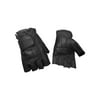 Redline Men's Gel Padded Fingerless Motorcycle Leather Gloves, Black G-059 (L)