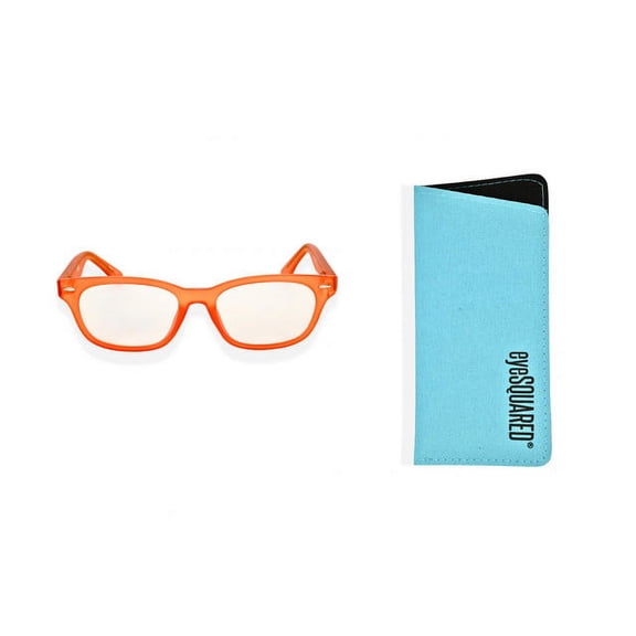 eyeSQUARED Adult Orange Frame Blue Light Blocking Glasses with Blue Eco Friendly Case