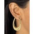 thumbnail image 3 of PalmBeach Jewelry Polished Oval Puffed Hoop Earrings in Hollow Yellow Gold-Plated Sterling Silver or Sterling Silver (1 1/8"), 3 of 5