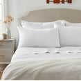 thumbnail image 3 of KG Linens 100% Egyptian Cotton Sheet Set, 15" Deep Pockets, Sateen Weave, 4 Piece Queen Bedding, Snow White, 3 of 6
