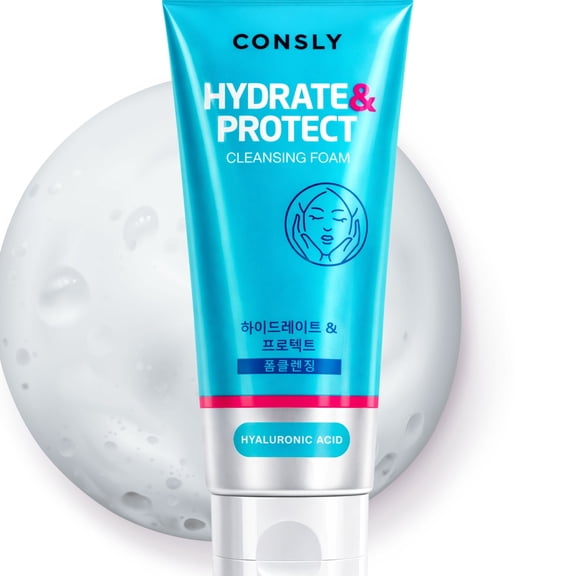 CONSLY Hyaluronic Acid Hydrating Facial Cleansing Foam, K-Beauty Korean Face Wash, 4 fl oz
