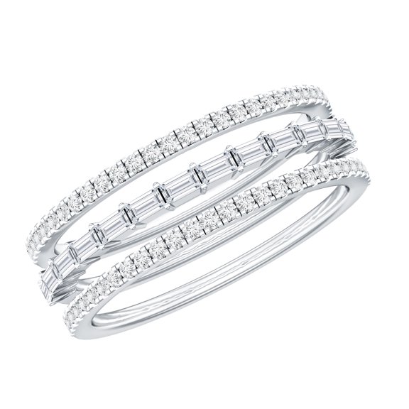 Rosec Jewels Certified Moissanite Stackable Ring Set of 3 - D-VS1 Quality Certified Moissanite Ring for Women - Ready to Gift, 925 Sterling Silver, US 4.00