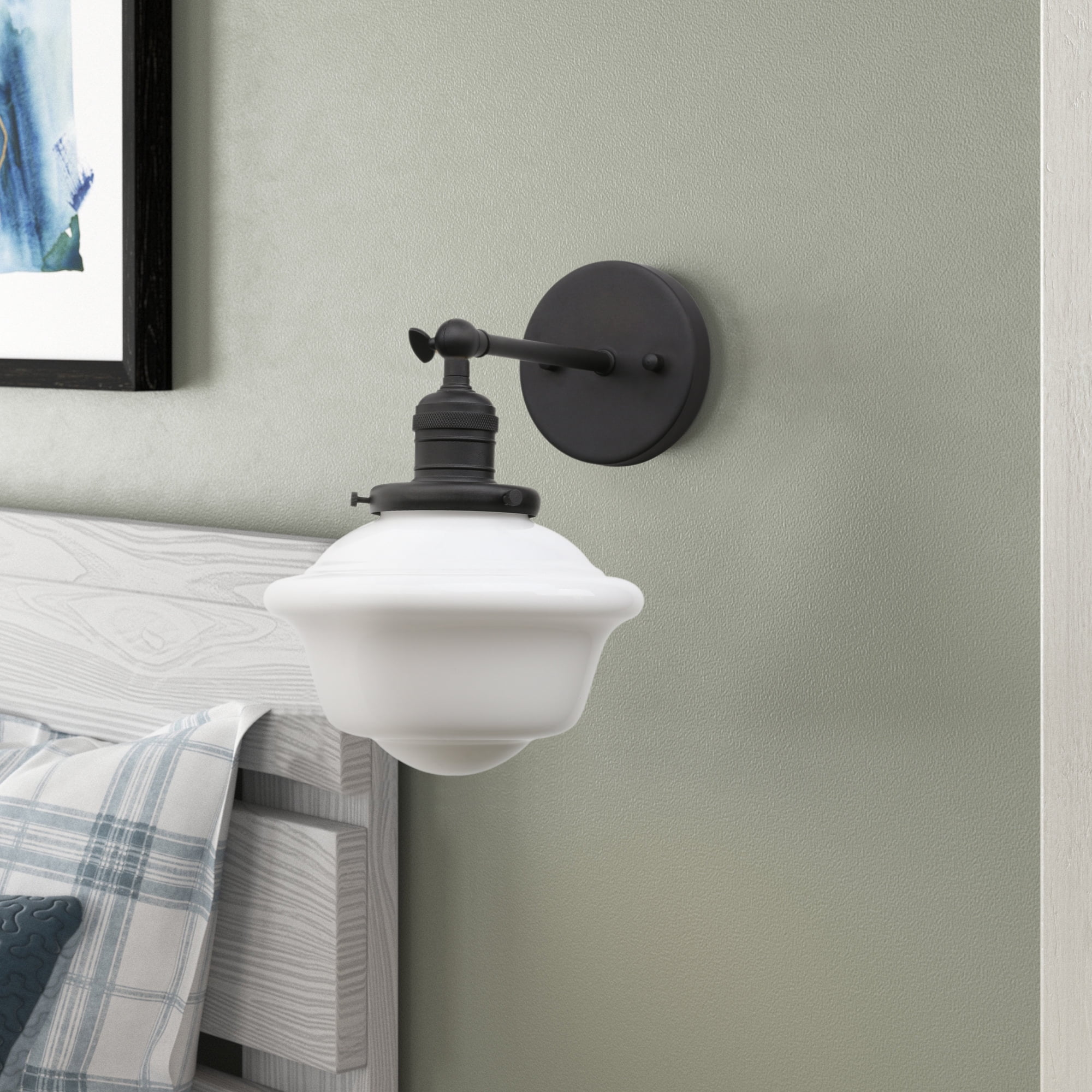 Pathson 1-Light Wall Sconce Milk White Glass Shade Wall Lighting for Living Room Bathroom