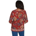 thumbnail image 2 of Alfred Dunner Womens  Floral Border Mesh Split Neck Top, 2 of 6