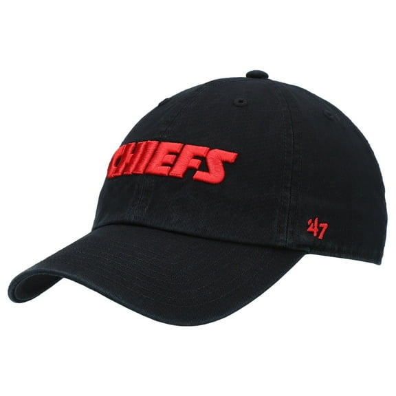 Men's '47 Black Kansas City Chiefs Clean Up Script Adjustable Hat