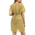 thumbnail image 4 of HAPPY BAY Women's Beachwear Swimsuit Coverups for Women Summer Bikini Sheer Chiffon Cover up V Neck Dress Bathing Suit Swim Beach Cover ups for Swimwear XL-XXL Solid Plain, Beige, 4 of 6