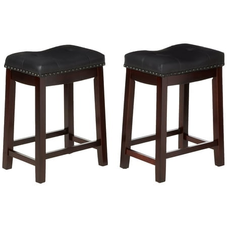 Angel Line Bar Stools, 24" Set of 2, White with Blue Cushion