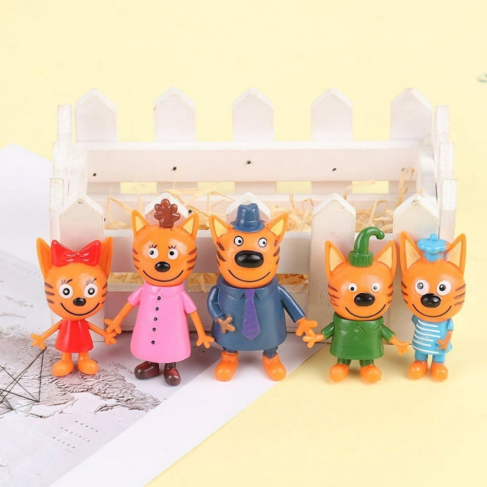 5x Three Little Kittens Action Figure Toys Russian Cartoon Anime Mini Happy Cats