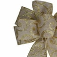 thumbnail image 3 of Northlight Burlap Glitter Scroll 6-Loop Christmas Bow Decoration - 9" x 14" - Brown and Gold, 3 of 3