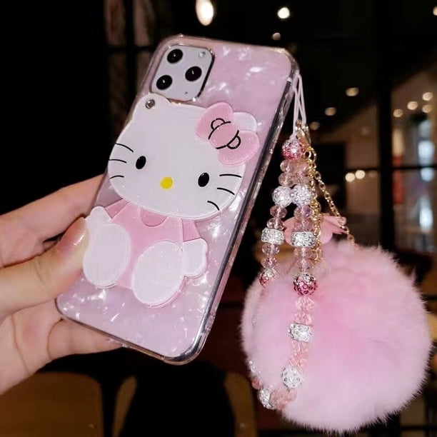 Sanrio-funda de Hello Kitty con espejo de tocador para teléfono, carcasa a prueba de golpes para iPhone 14, 13, 12, 11 Pro Max, Mini, XR, X, XS MAX Plus, Y2k Girl Fivean unisex