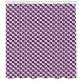 thumbnail image 3 of Abstract Shower Curtain, Interlocking Stripes Wave Style Composition on Violet Toned Background, Fabric Bathroom Set with Hooks, 69W X 84L Inches Extra Long, Violet Black White, by Ambesonne, 3 of 3