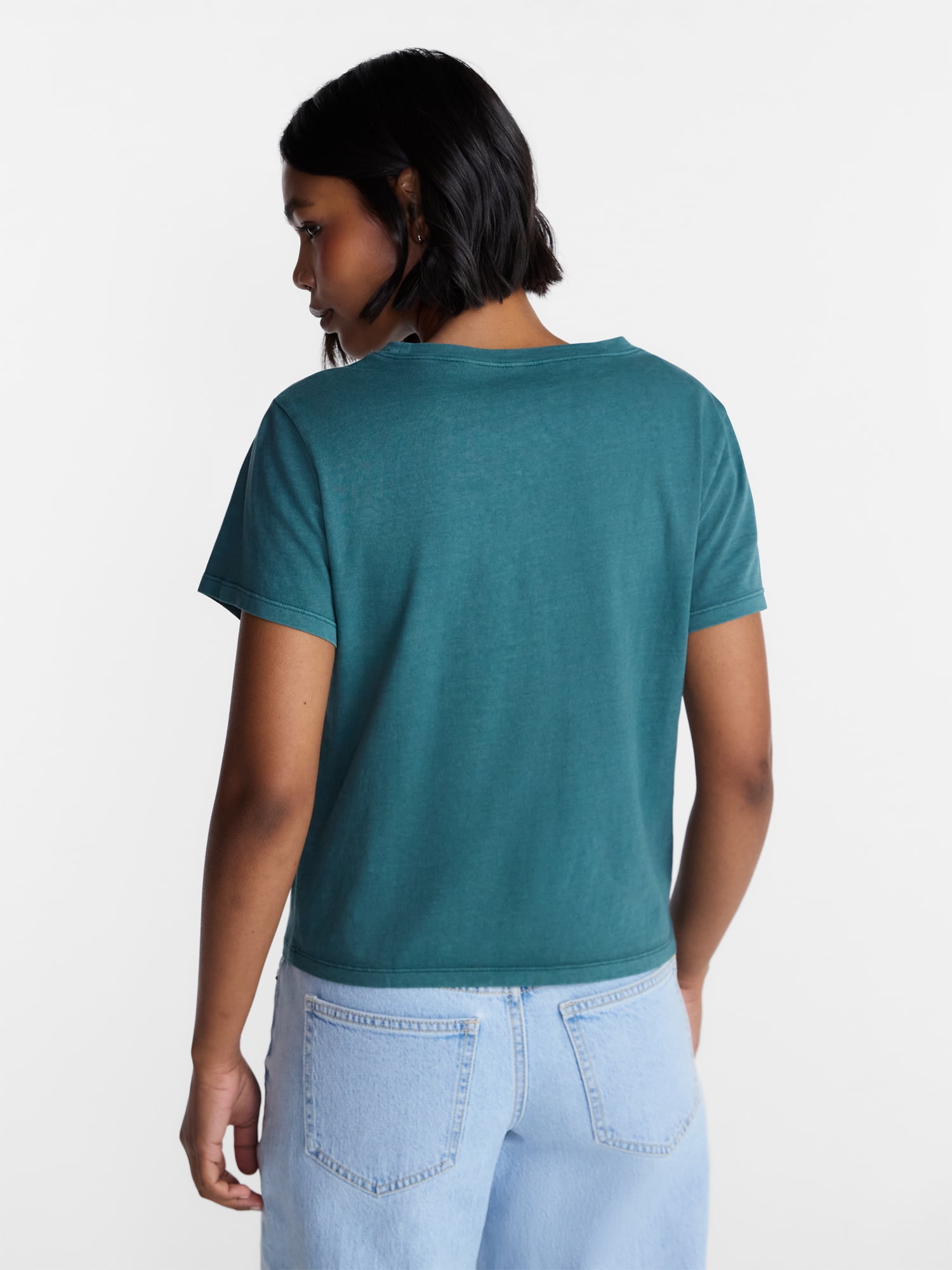 No Boundaries Washed Relaxed Fit Cotton Tee, Women's XXS-XXL