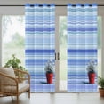 thumbnail image 5 of Outdoor Curtains for Patio Waterproof, Blue Ombre Striped Daisy Outdoor Privacy Panels Grommet, Vintage Flowers Abstract Art Blackout Outside Curtains for Porch/Cabana 54"x84", 2 Panels, 5 of 8