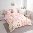 thumbnail image 2 of jejeloiu Sweet Patchwork 7-Piece Twin Bedding For Girls,Checker Print Bedding Comforter Set,Pink Cream,Pink Reversible, 2 of 7