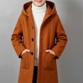 thumbnail image 3 of HAOTAGS Trench Coat for Boys (2-10) Long Sleeve Hooded Casual Outwear Wool/Polyester Blend Pea Coat Brown Size 9, 3 of 9