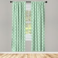 thumbnail image 4 of Ambesonne Mint Window Curtains, Circles Dots Wavy Squares, Each 28" W x 63" L, Almond Green Emerald, 4 of 4